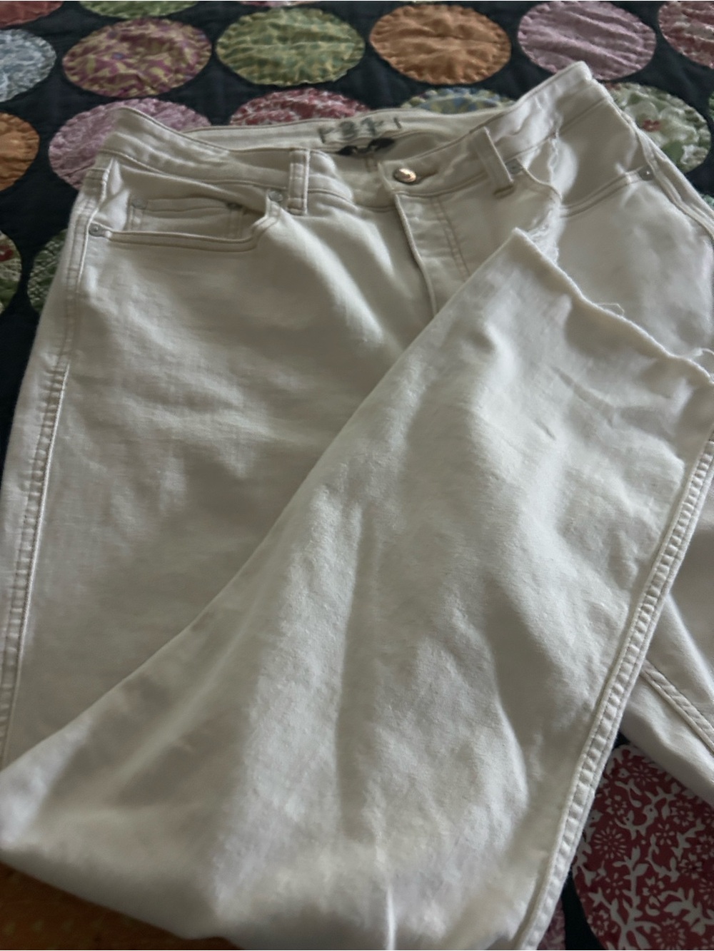 We The Free Cream Crvy Denim Jeans with Contrasting Stitch